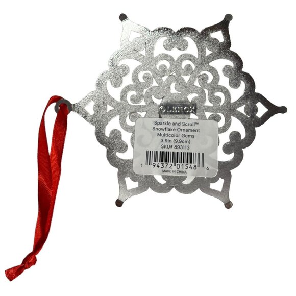 Lenox Sparkle And Scroll Multi-Crystal Snowflake Silver plate Christmas Ornament - Picture 3 of 4